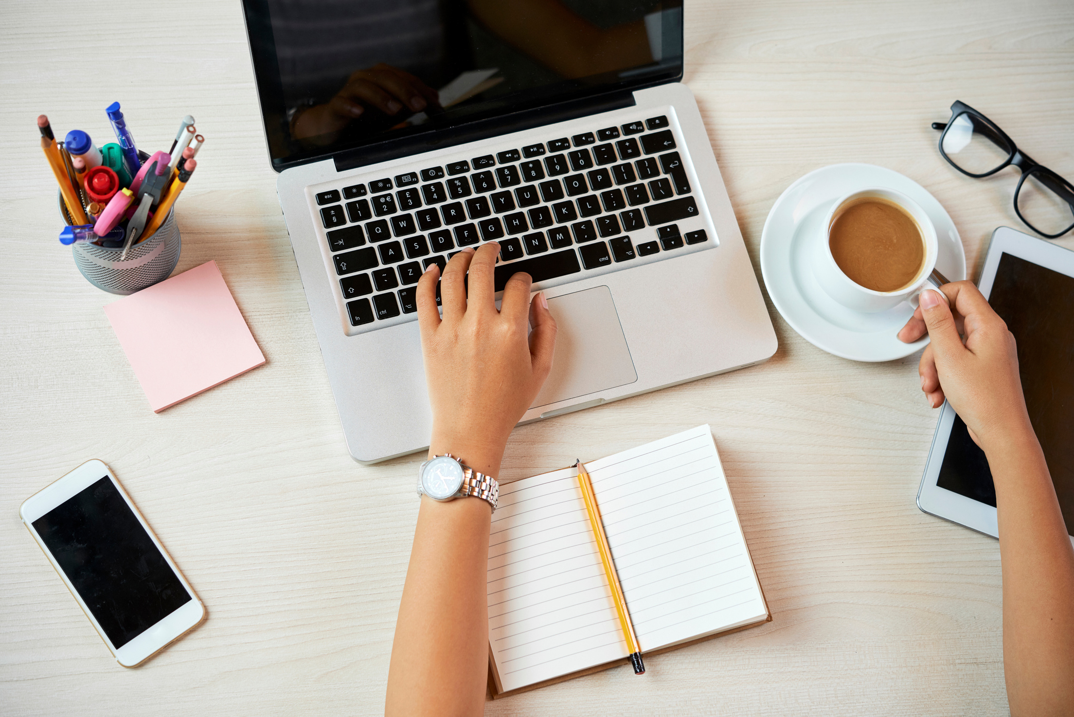 Business lady working on laptop